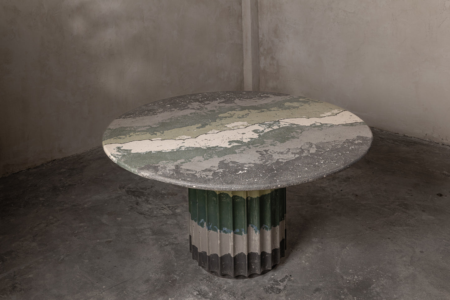 Green Fluted Base Dining Table